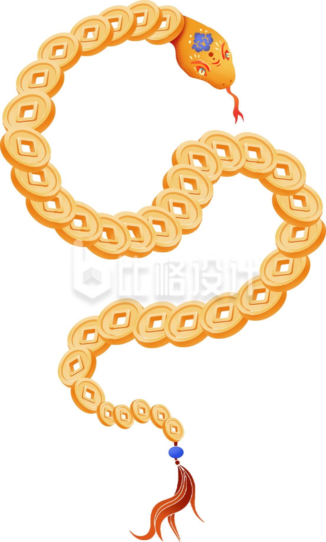 蛇创意铜币手绘