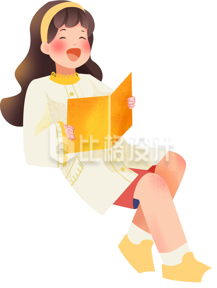 女生看书插画