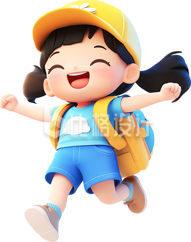 3D蓝衣服小女孩
