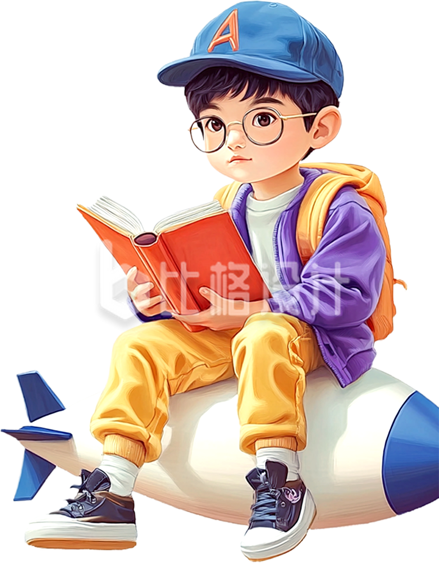 小男孩可爱手绘插画
