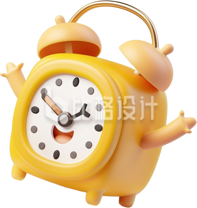 可爱黄色闹钟3D手绘