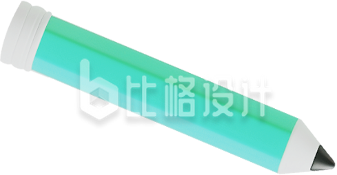 蓝绿色铅笔3D教育手绘