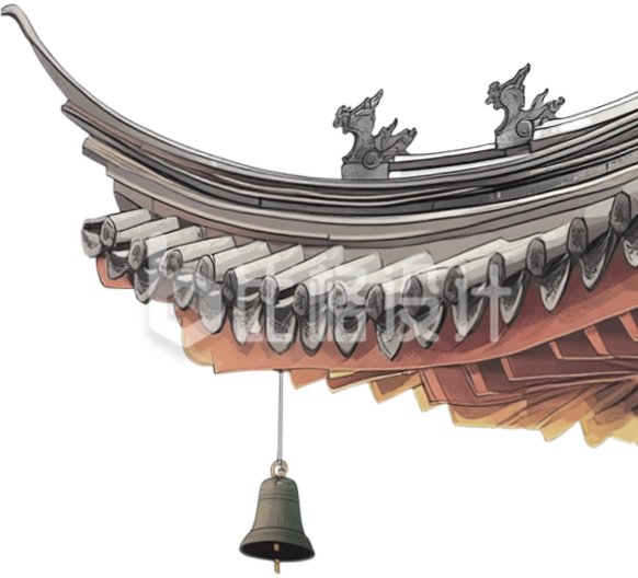 屋檐建筑手绘插画