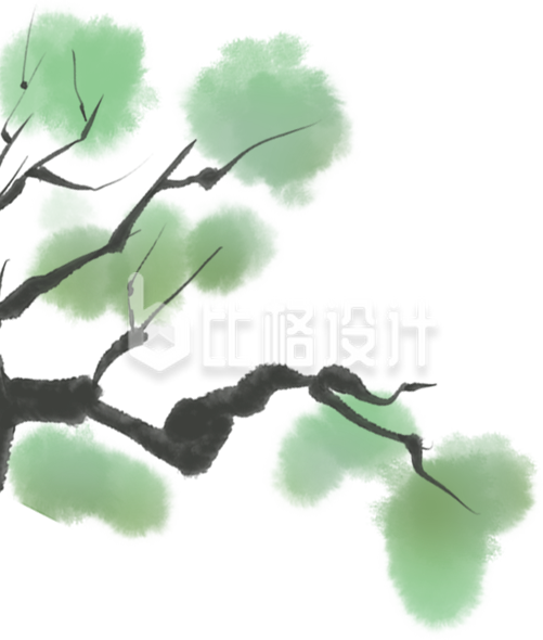 绿色植物手绘插画