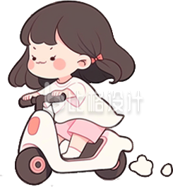 可爱小女孩骑电瓶车手绘