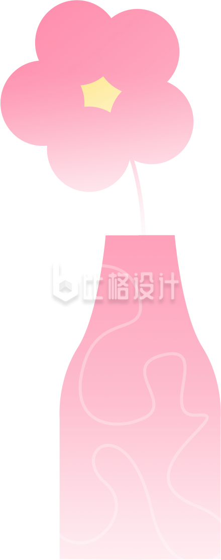 粉色小花花瓶渐变手绘 粉色小花花瓶渐变手绘
