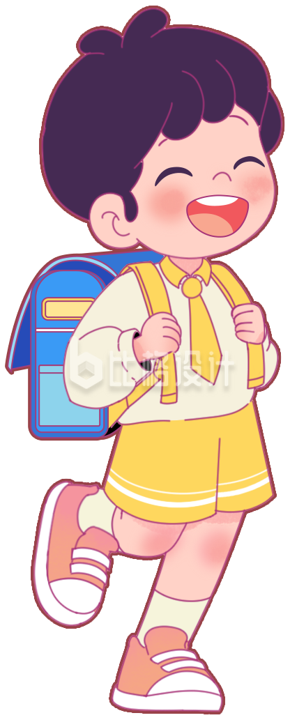 小男孩学生卡通插画