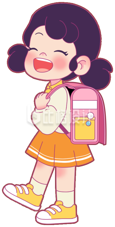 小女孩学生可爱卡通插画