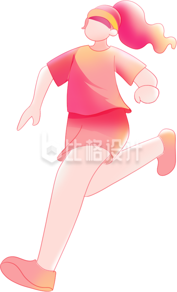 女生奔跑手绘