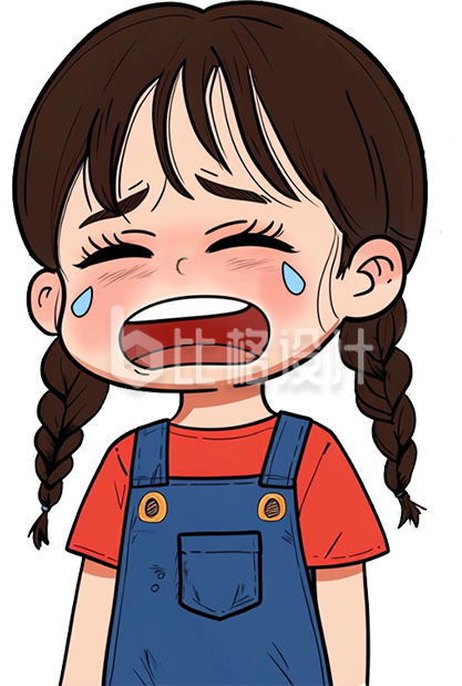 手绘哭泣的小女孩