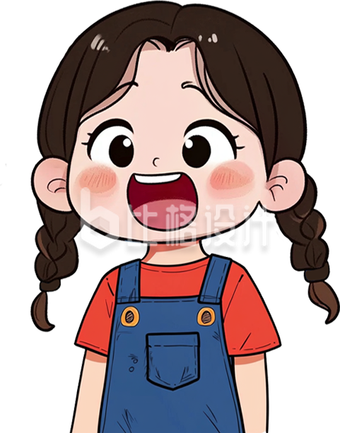 手绘大笑小女孩