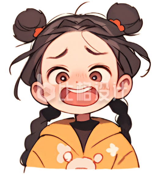 可爱小女孩生气哭手绘插画