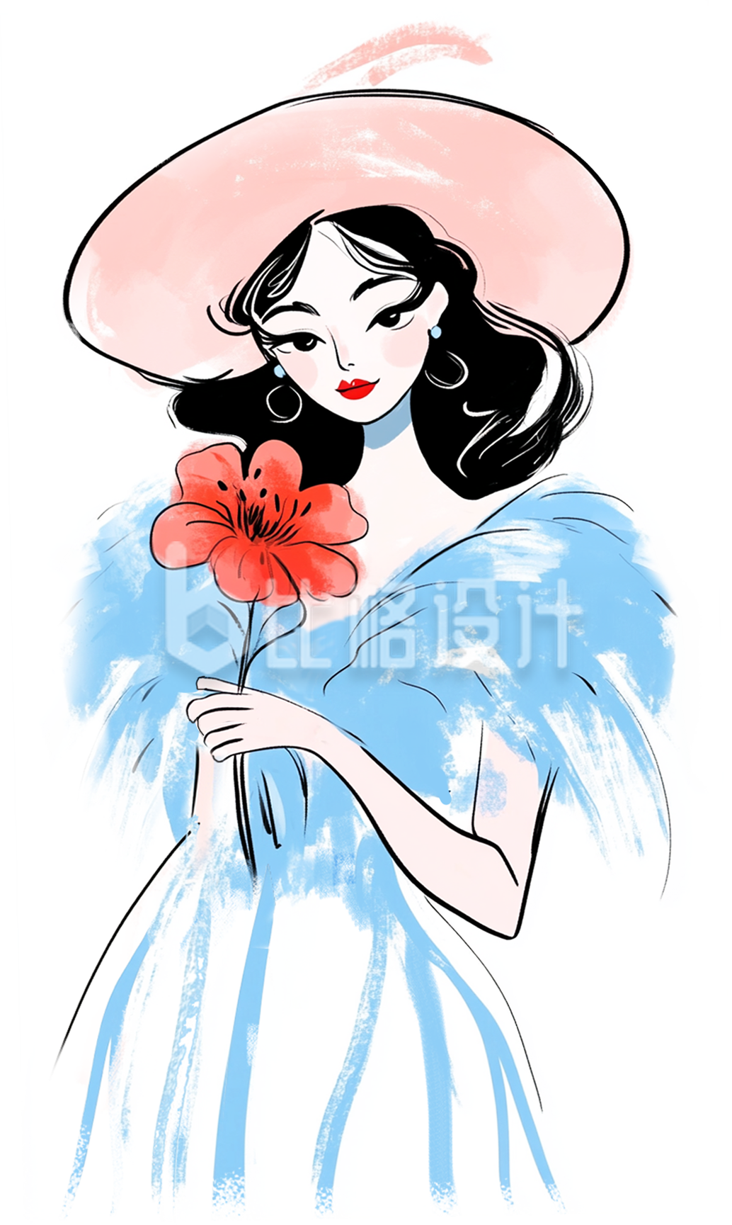 手绘水彩风女性
