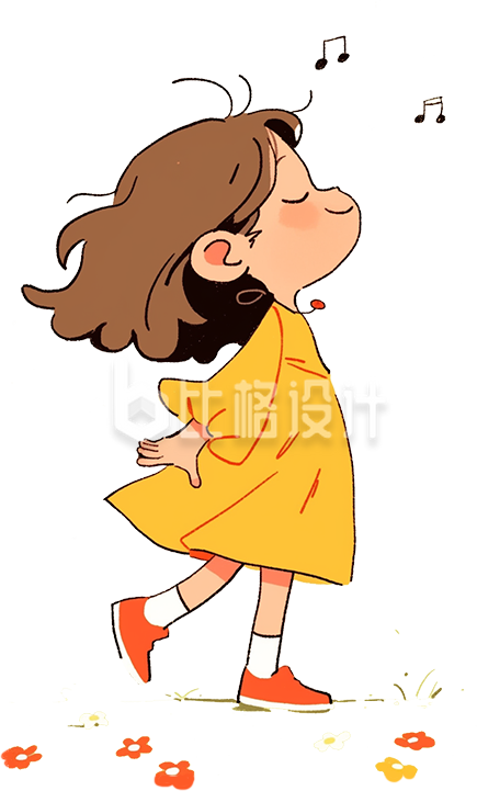 开心唱歌的小女孩