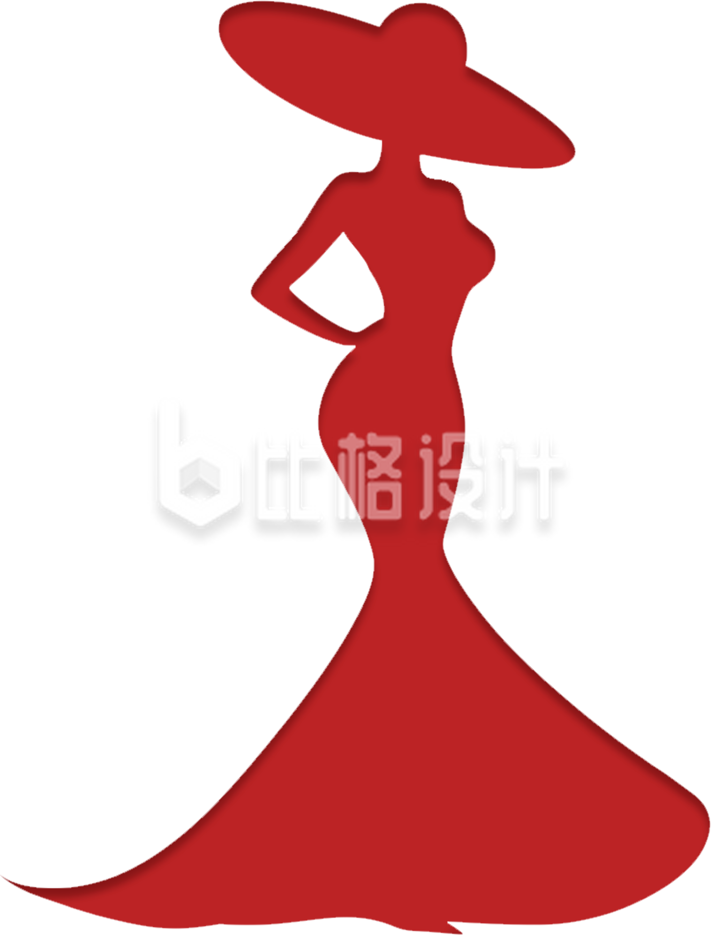 红色女性剪影