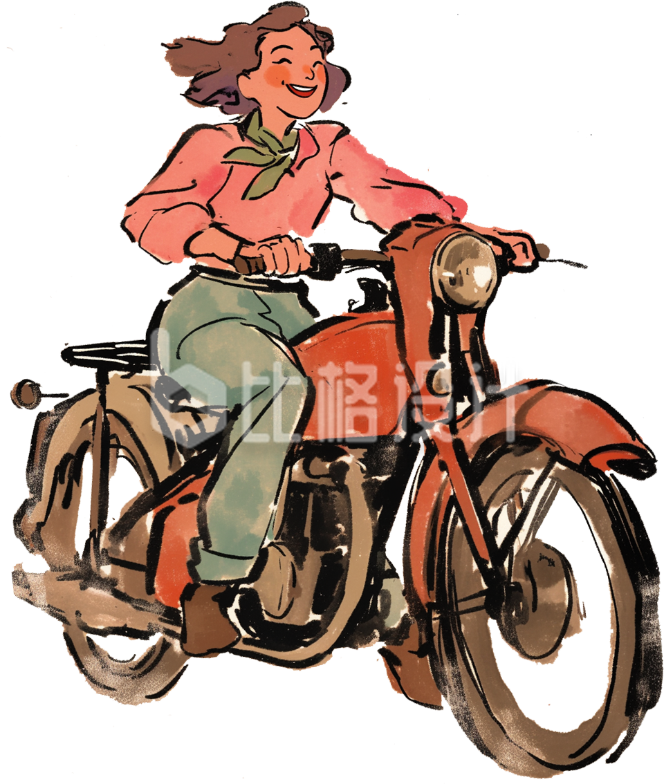 女子骑摩托