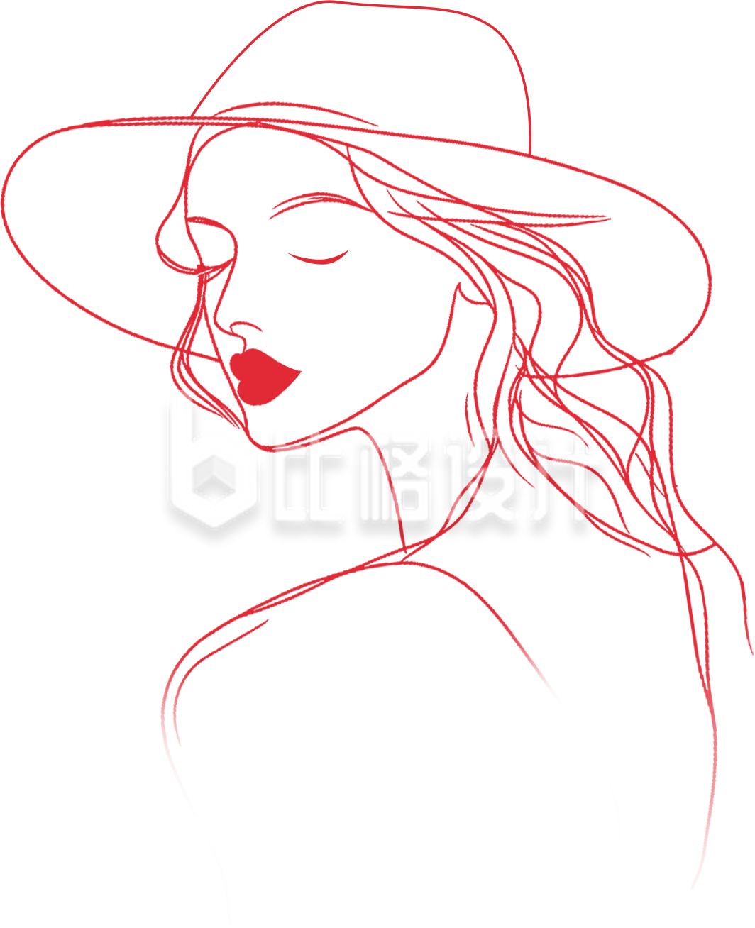 手绘简笔画线条女性