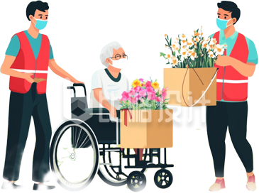志愿者帮助老人