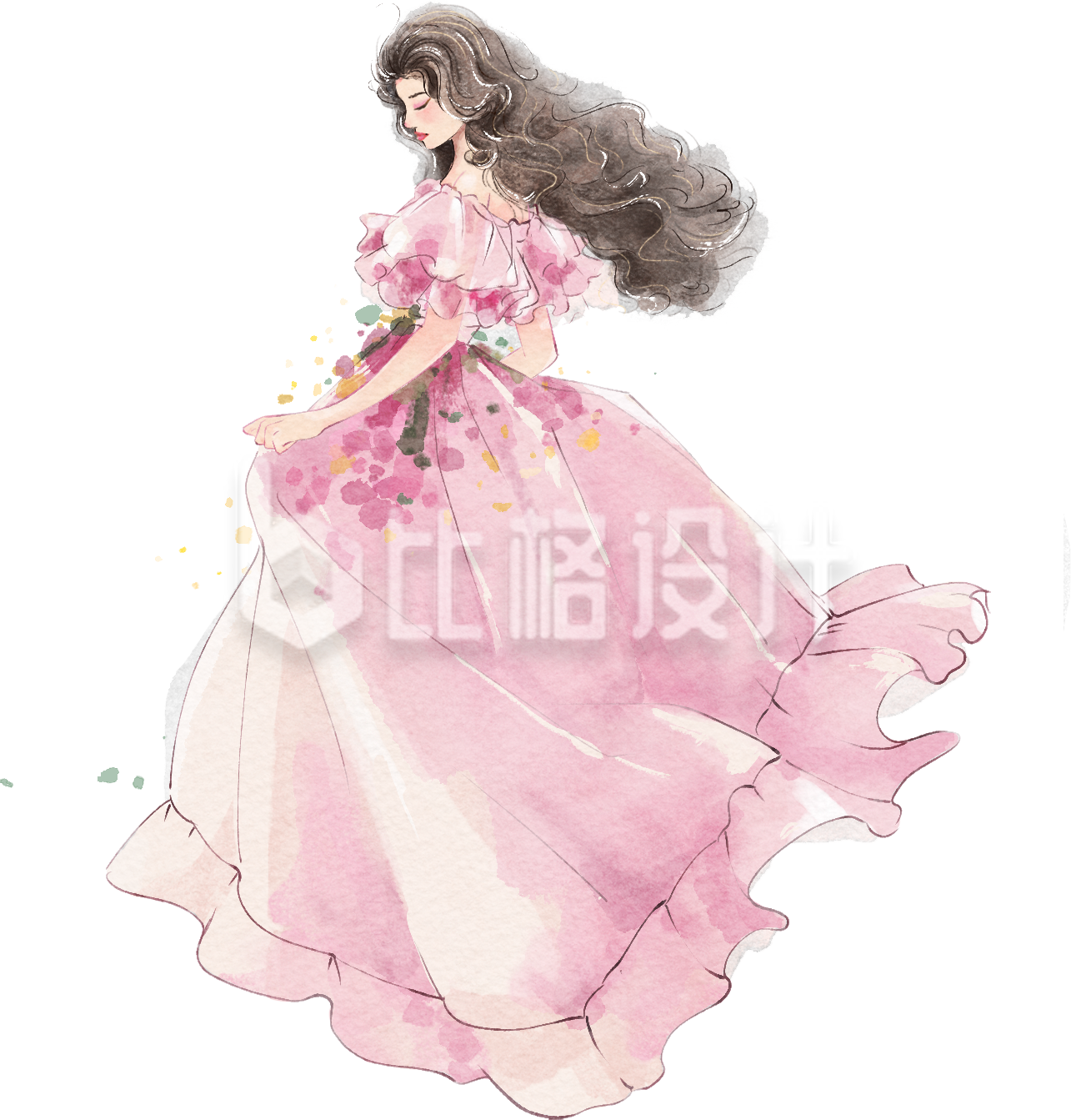 女生女神手绘插画