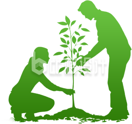 植树人物剪影