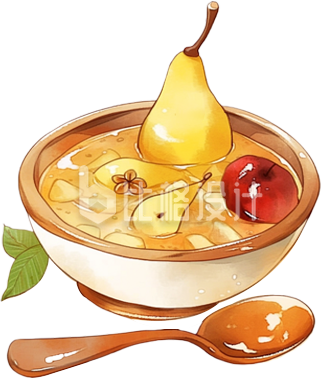 梨水饮料手绘插画美食