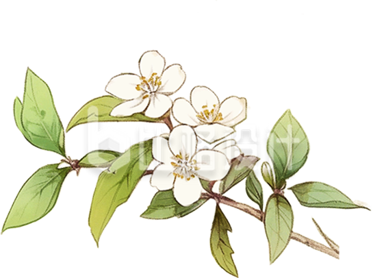 梨花手绘春季插画植物