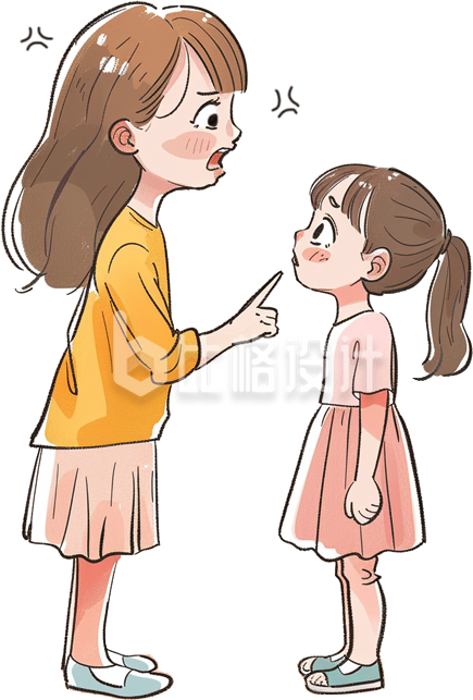 两个小女孩指责生气插画手绘