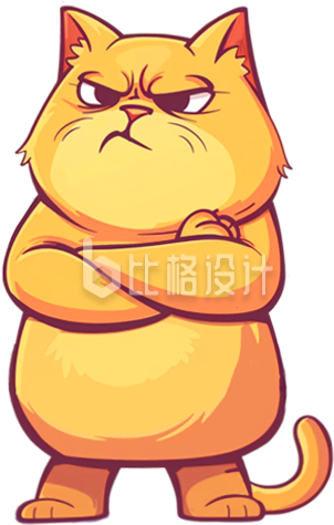 可爱生气猫咪手绘插画