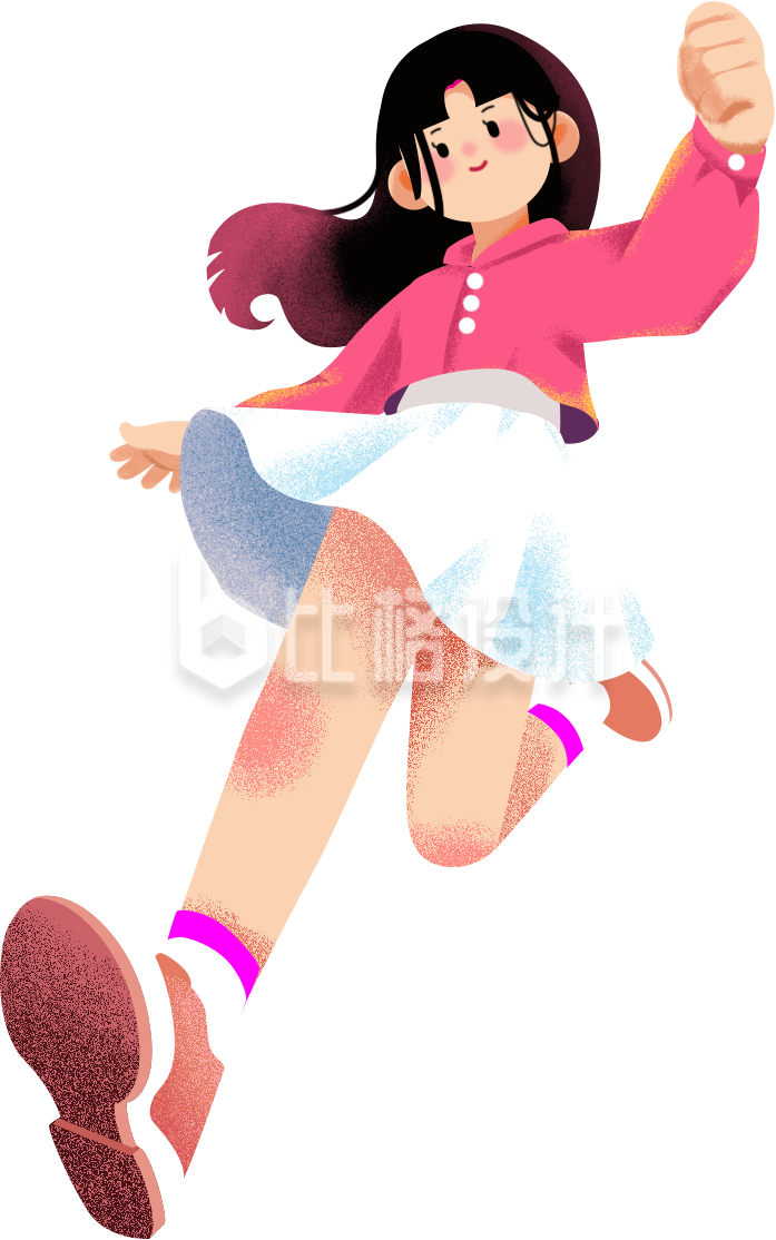 女生奔跑手绘