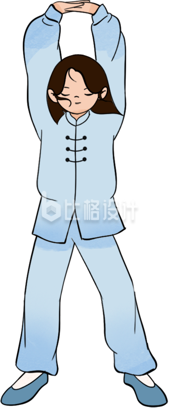 八段锦养生健身操女生手绘