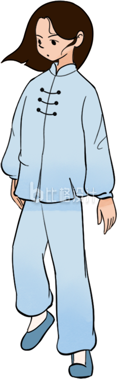 八段锦养生健身操女生手绘