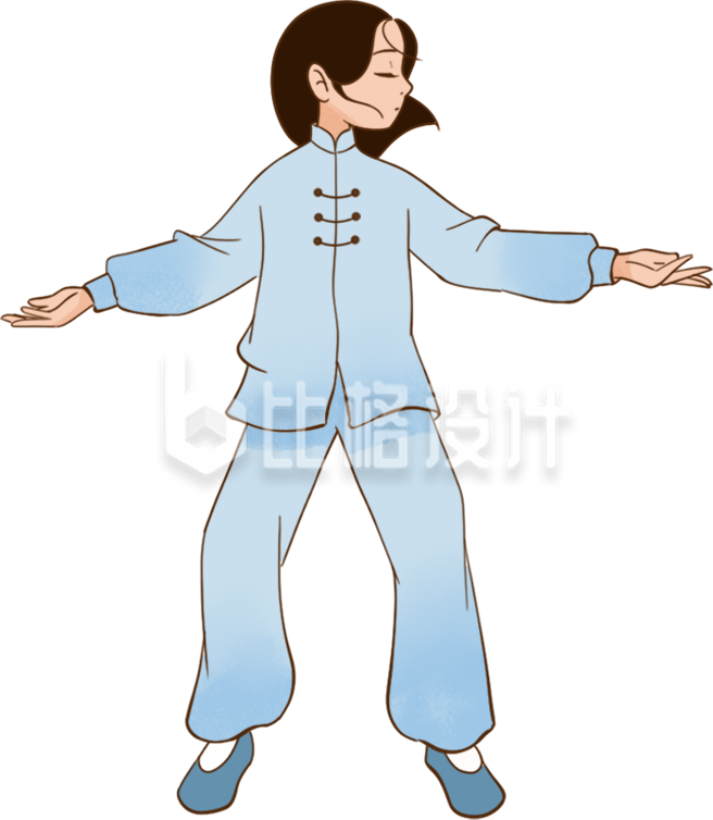八段锦养生健身操女生手绘