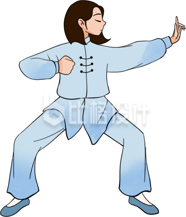 八段锦养生健身操女生手绘