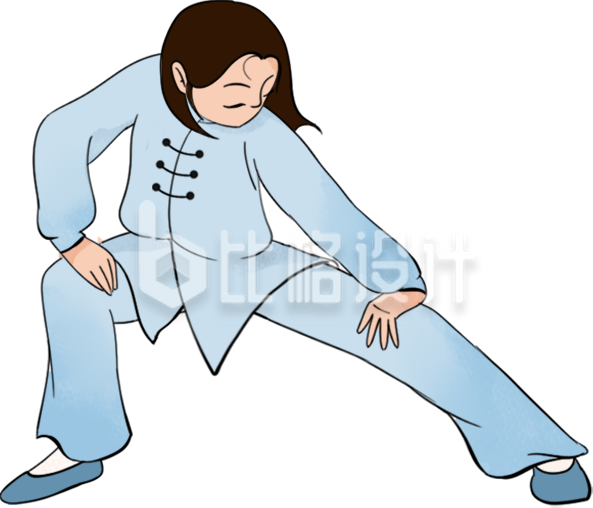 八段锦养生健身操女生手绘