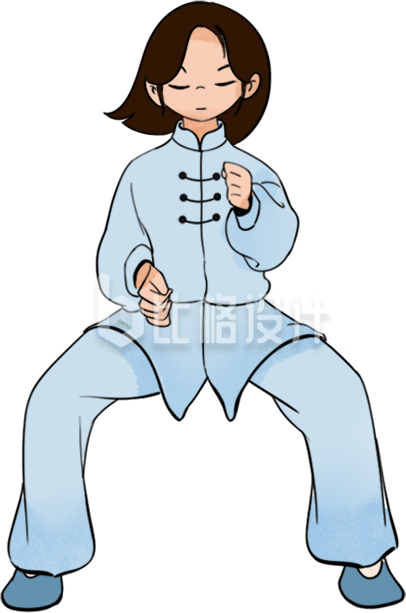 八段锦养生健身操女生手绘