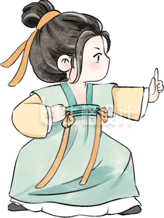 八段锦健身操古风小女孩可爱手绘