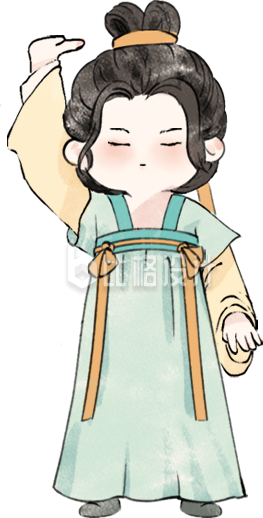 八段锦健身操古风小女孩可爱手绘