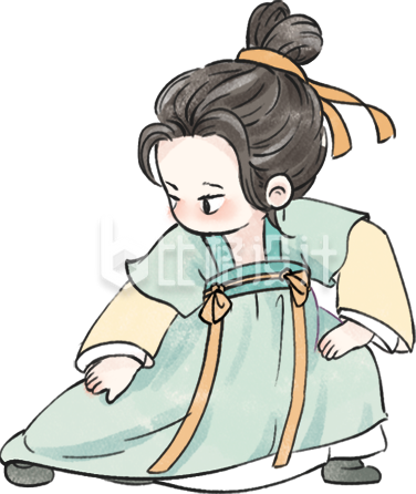 八段锦健身操古风小女孩可爱手绘