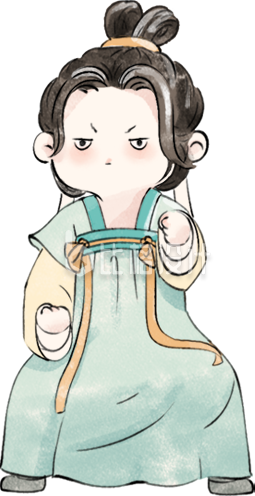 八段锦健身操古风小女孩可爱手绘