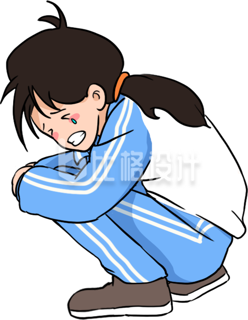女生学生难过手绘插画