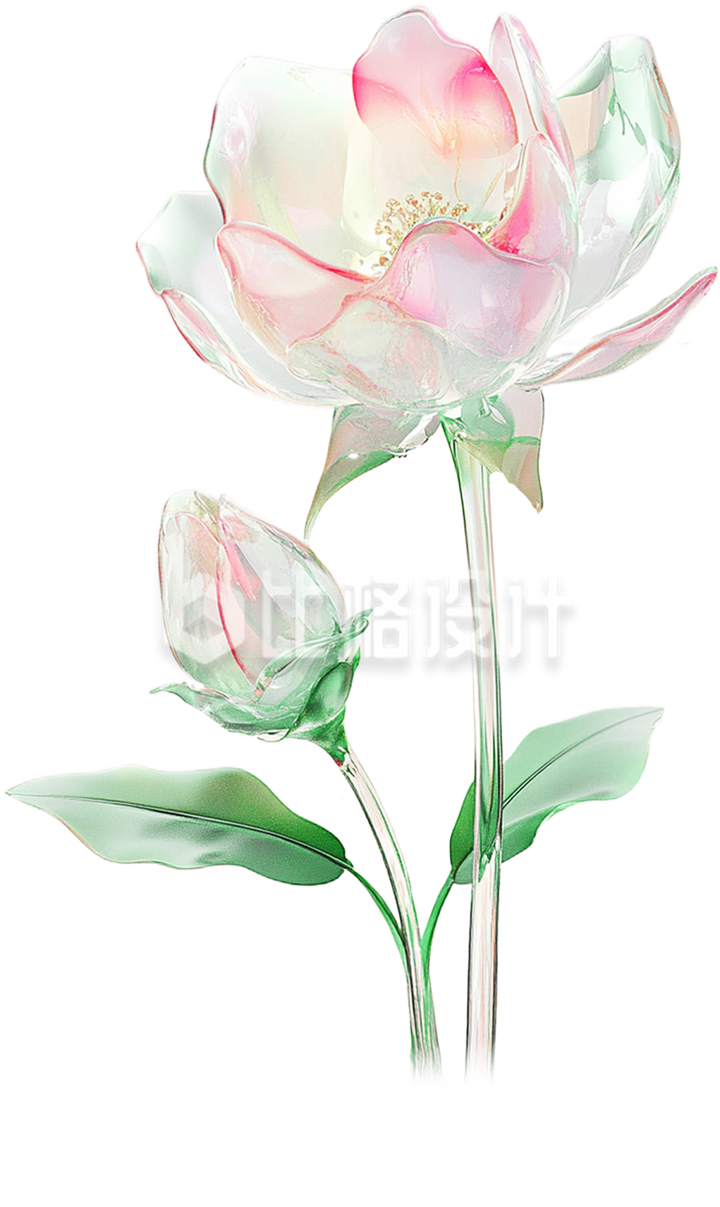 粉色玻璃质感荷花