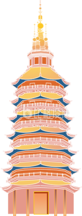 中式古建筑手绘插画