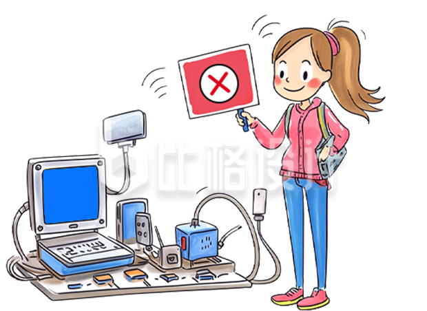 手绘小女孩用电宣传