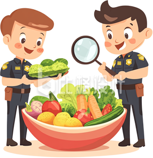 检查蔬菜的公职人员