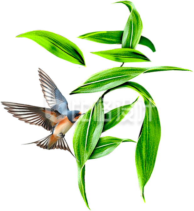 清明节艺术字树叶绿色