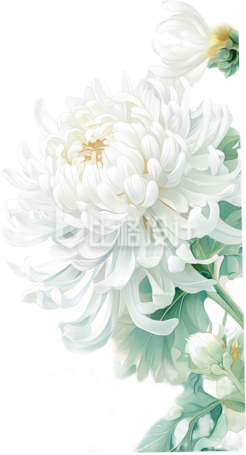 手绘白色菊花