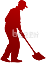 环卫工人剪影手绘