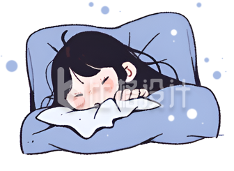 可爱睡觉小女孩手绘插画