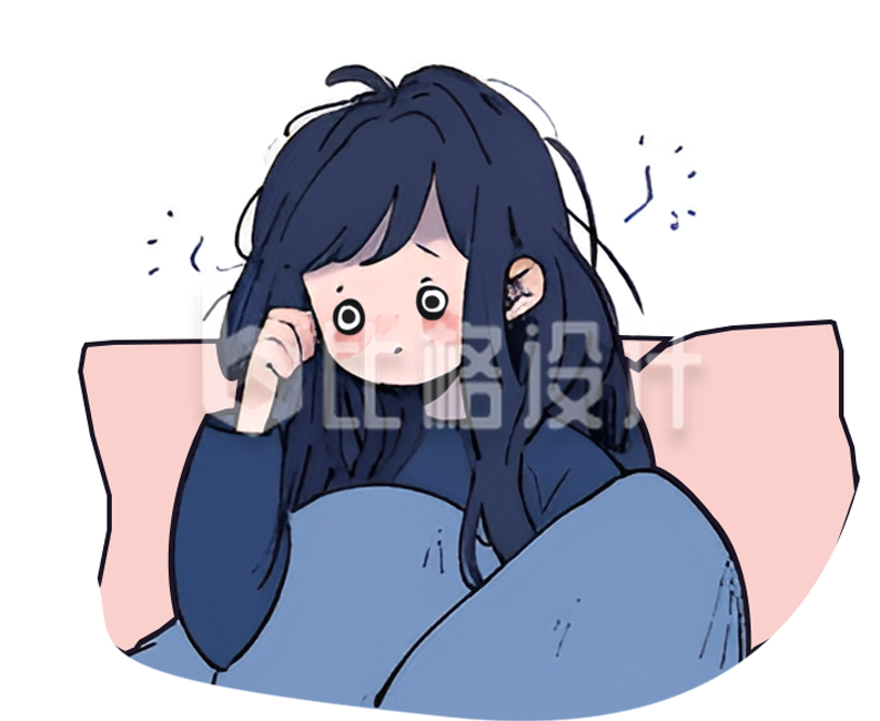 可爱小女孩手绘睡觉插画
