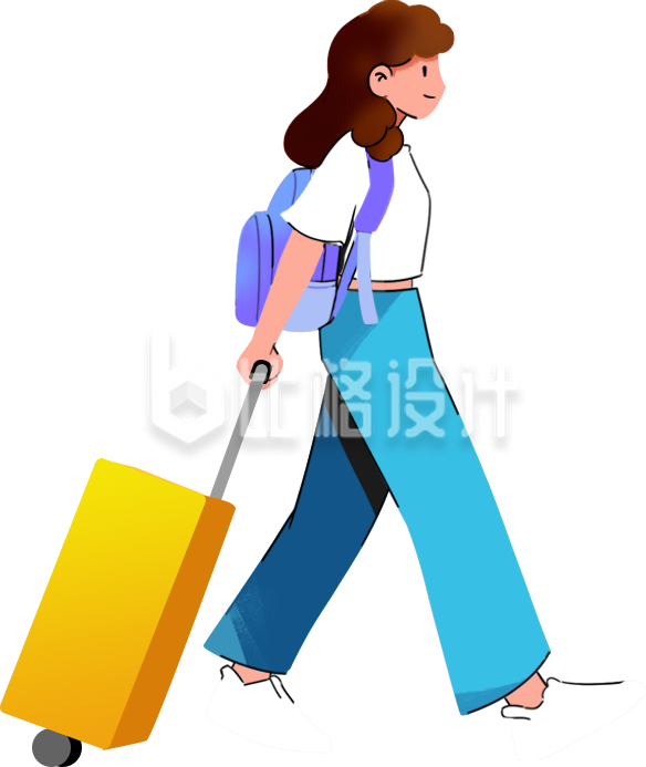 女生行人手绘插画